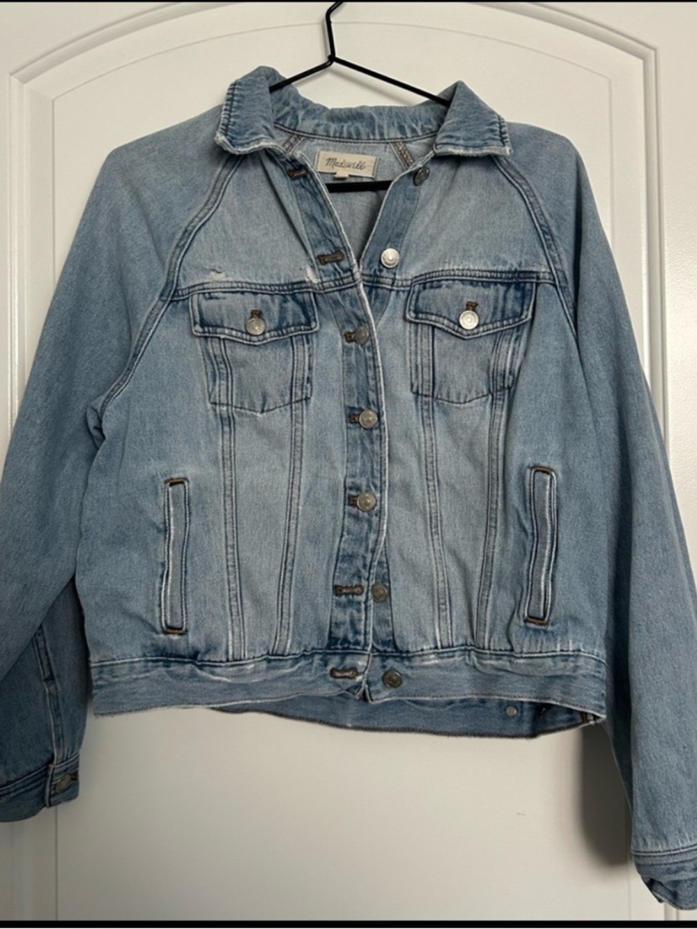Madewell The Raglan Oversized Jean Jacket in Bristol Wash M1723 size XL 90s